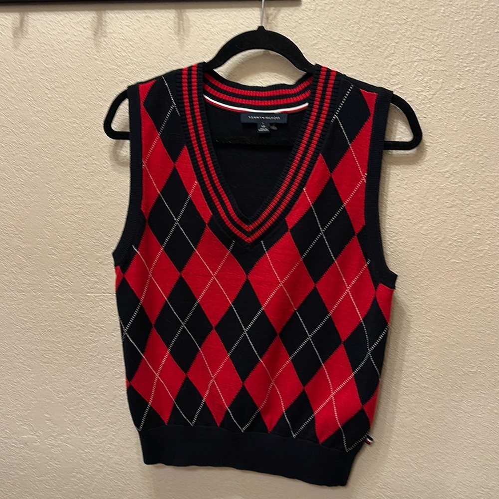Tommy Hilfiger Argyle red blue vest
